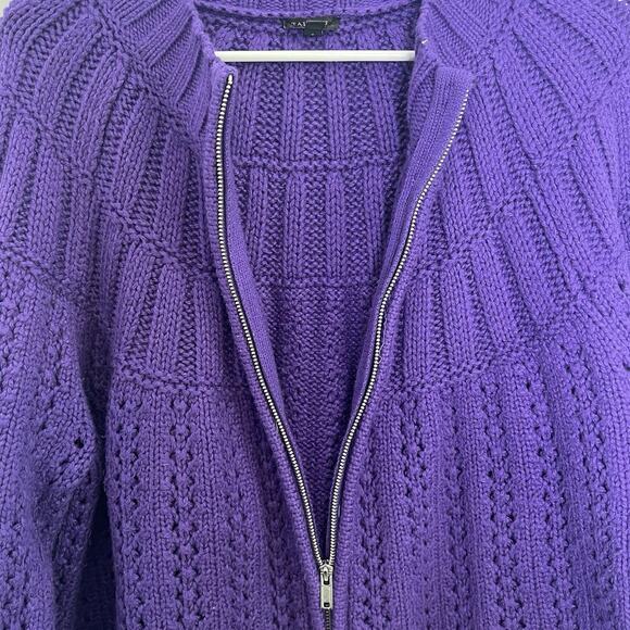 Talbots Womens Cable Knit Zip Up Cardigan Petite Plus Sz 2X Purple Essential - Picture 10 of 14